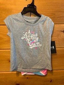 Under Armour A League of My Own Baseball T Shirt & Shorts Set Size 4T NWT